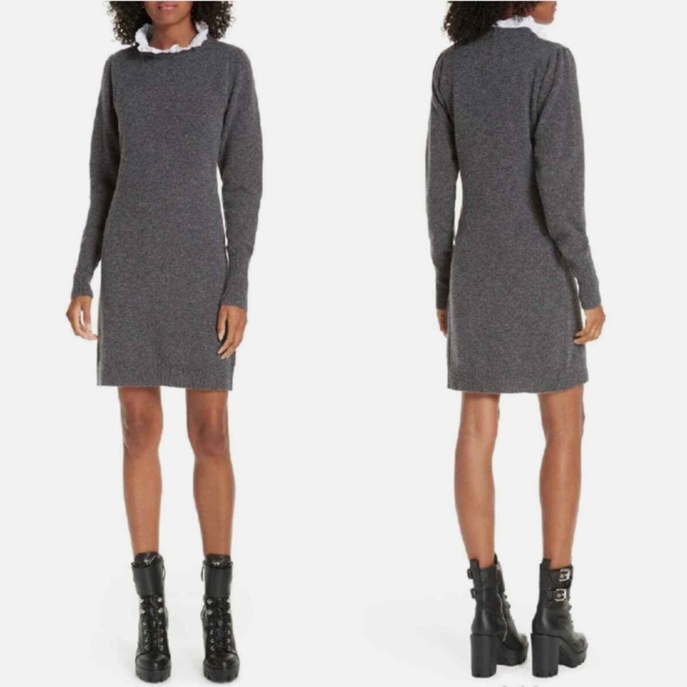 Sandro Paris sz Med Ancolie Grey Wool Sweater Dress
